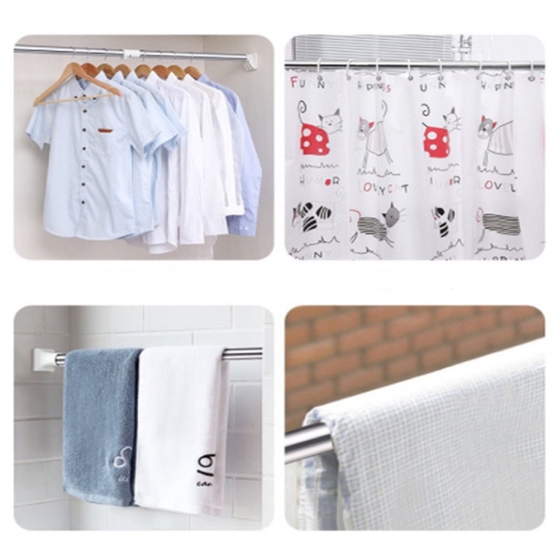 Thanh Treo Đa Năng Inox Tiện Lợi Thanh Treo Rèm Không Cần Khoan Tường Cây Treo Quần Áo Thông Minh