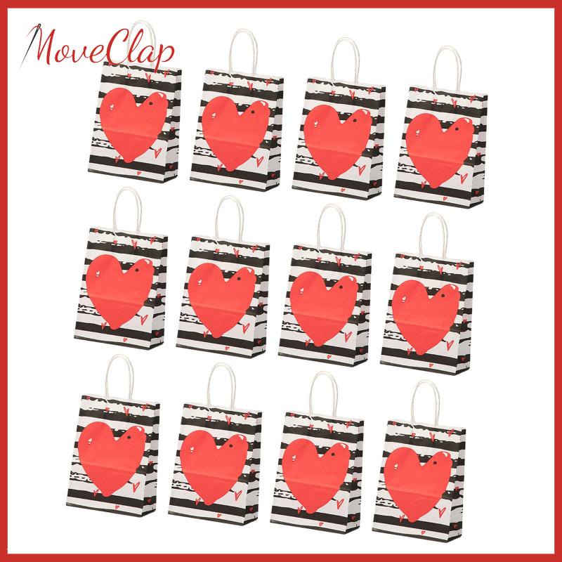 Set 12 Túi Đựng Quà Tặng Có Tay Cầm Cho Năm Mới / Sinh Nhật / Giáng Sinh