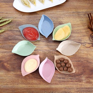 Đĩa Đựng Nước Chấm / Gia Vị Hình Chiếc Lá Bằng Sợi Lúa Mạch