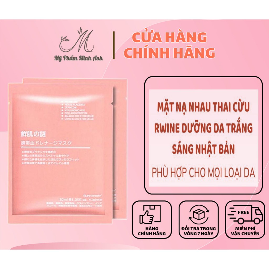 1 Miếng Mặt Nạ Nhau Thai Cừu Rwine Dưỡng Trắng Da Nhật Bản