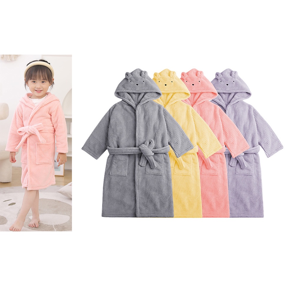 Áo Choàng Tắm Có Mũ Trùm Đầu Mềm Mại Và Thấm Hút Tốt Nhanh Khô Dành Cho Bé Trai Và Bé Gái Mặc Ngủ