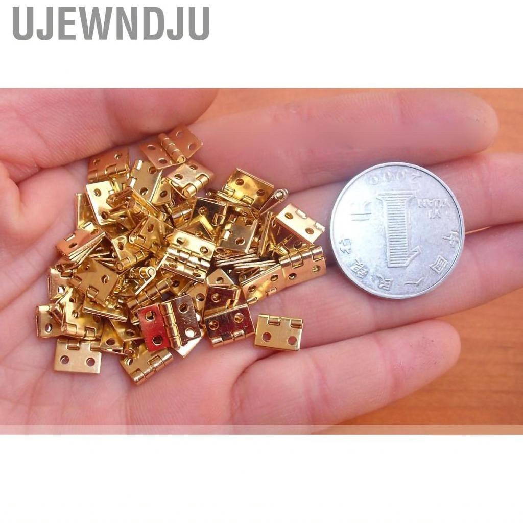 Ujewndju 20Pcs Mini Brass Hinges 1/4in 4 Hole Folding Small Hinge with Screws for Doll Houses Cabinets