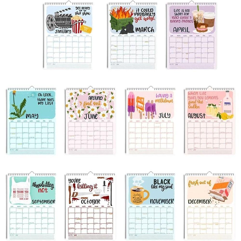 KUNHEV Lịch Giấy 2024 Treo Tường Trang Trí In Chữ we go again