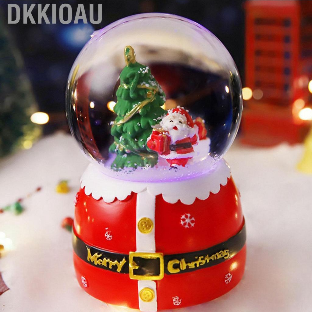 Dkkioau Luminous Christmas Music Box Crystal Ball Cartoon Santa Musical Snow Globe Decoration Ornament Home Decor