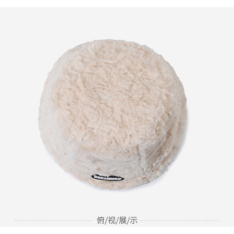 Mũ Bucket Chất Liệu cotton Phối Lông Thời Trang Mùa Đông Cho Nữ