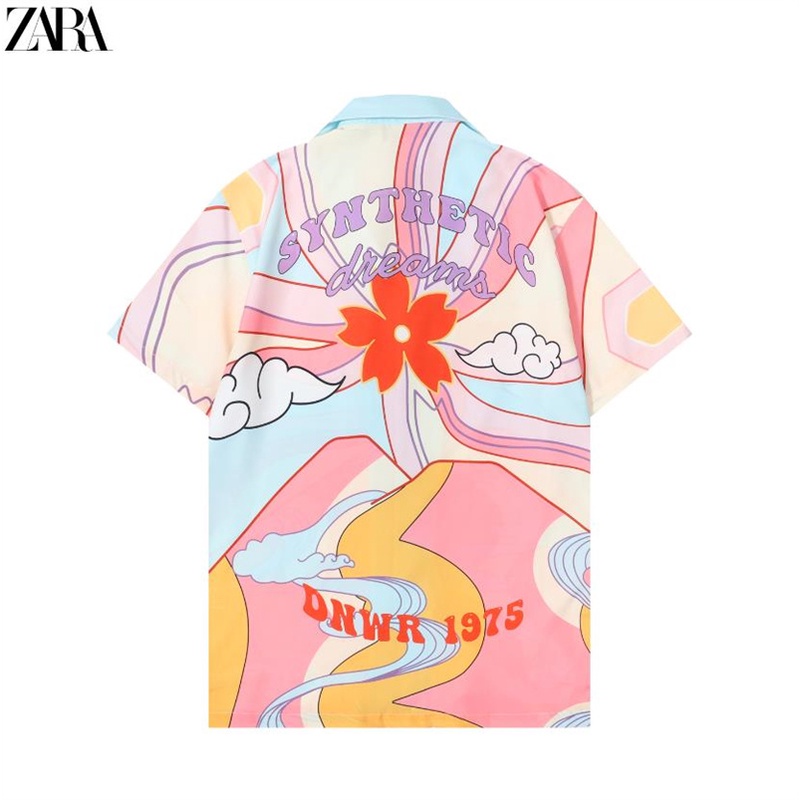 Za * Áo Thun polo Màu Hồng gradient Họa Tiết Hoa medusa Chất Lượng Cao Thoải Mái Mùa Hè