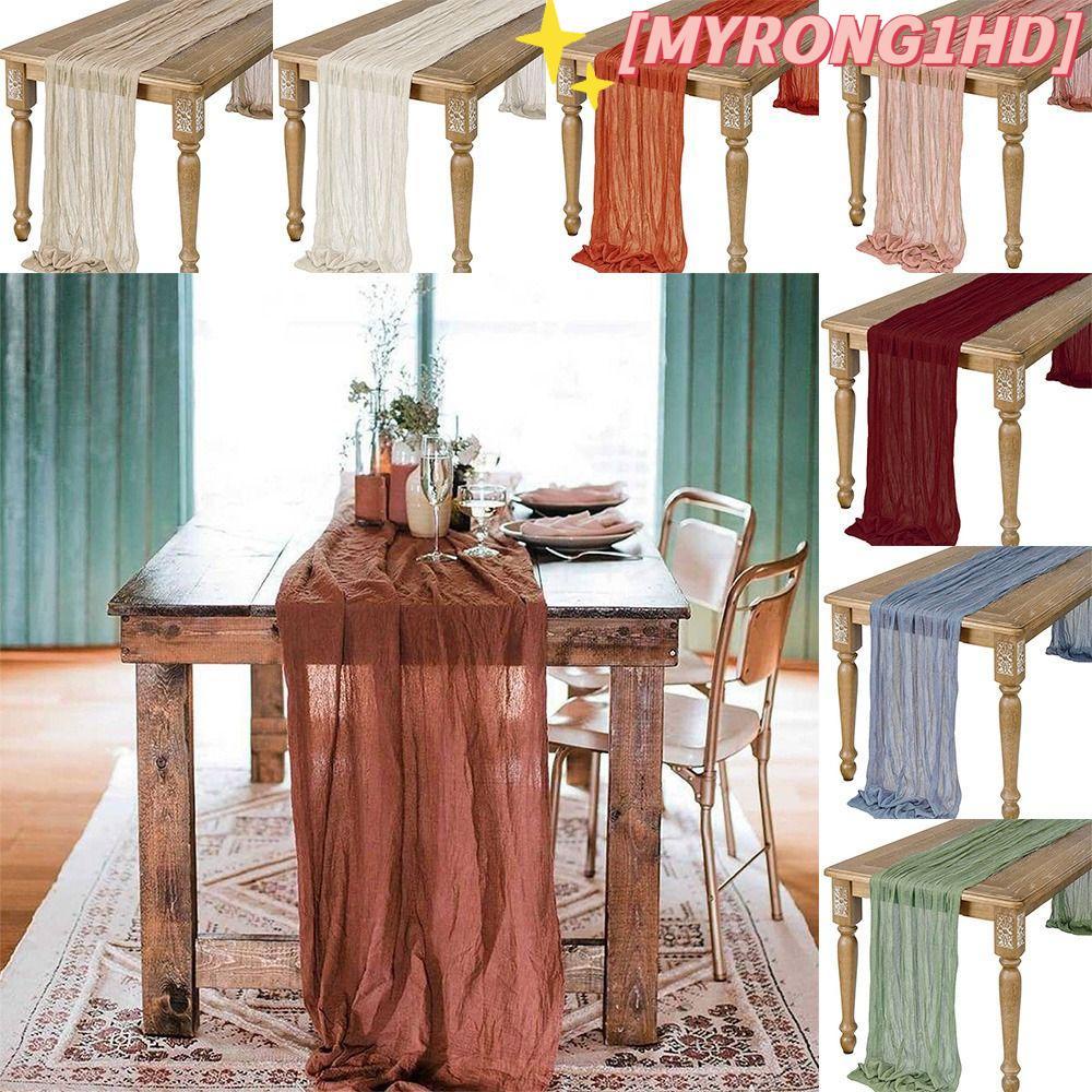 MYRONGHD Semi-Sheer Gauze Table Runner Cheese Cloth Table Setting Decor