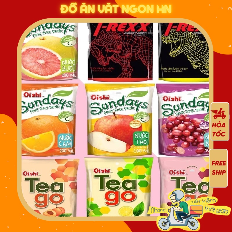 Đồ ăn vặt nước oishi nước uống trái cây ngon hấp dẫn