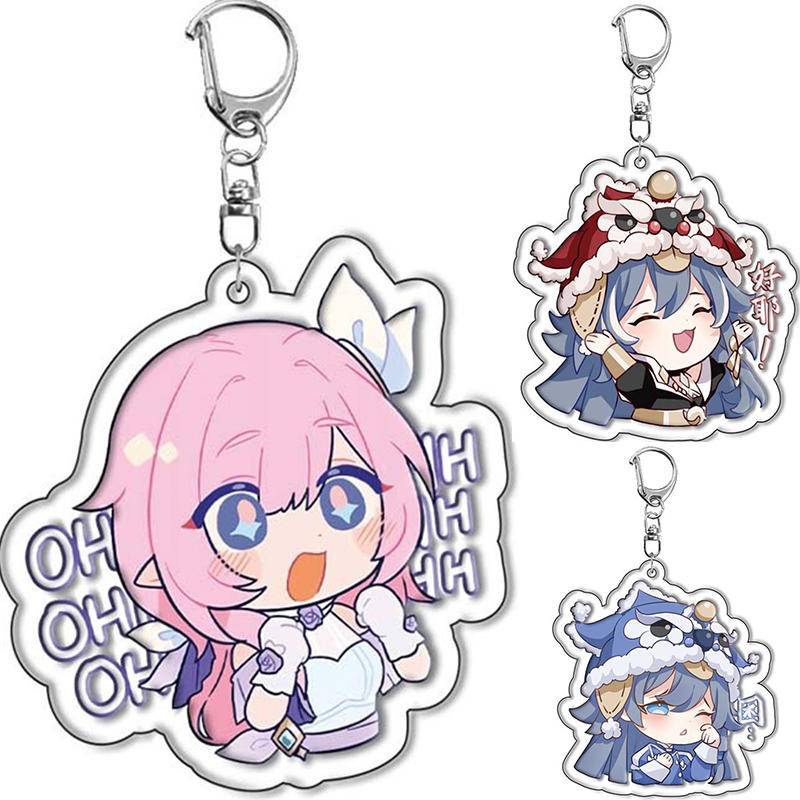10 Phong Cách Anime Elysia Acrylic Móc Khóa Trò Chơi Kiana Kaslana Raiden Zaychik Theresa Murata Cos