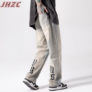 Jhzc Quần Jean Dài Dáng Rộng Ống Đứng In Họa Tiết Kiểu retro Đường Phố Mỹ Thời Trang Xuân Thu Cho Nam