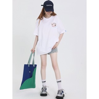 Áo thun nữ form rộng 100% cotton cổ tròn in basic