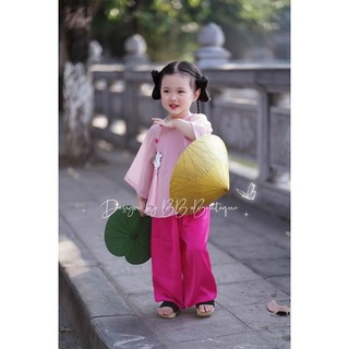 10-21kg Bộ bà ba khuy lệch chết voan tơ cho bé gái, set áo bà ba cho bé gái
