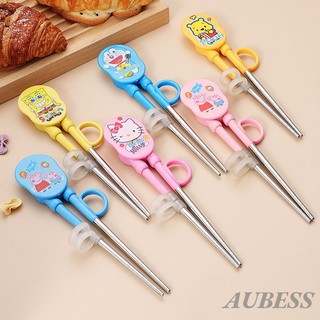 1 Cặp Đũa Tập Ăn Cho Bé Bằng Thép Không Gỉ In Hình Heo Peppa / Hello Kitty