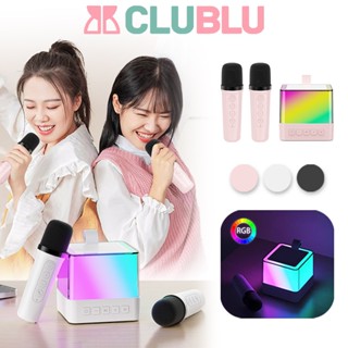  -CLUBLU- Loa Bluetooth Karaoke Mini K18 Có 2 Micro Đèn LED RGB Không Dây BASS Âm Thanh 360 Độ TF AUX 