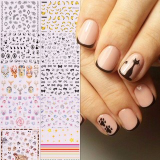 Nhãn Dán Trang Trí Móng Tay Họa Tiết Mèo Đen / Kỳ Lân Nhiều Màu Đáng Yêu Dành Cho Bé