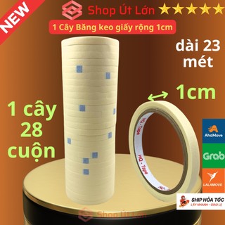 Băng keo giấy, rộng 1cm, dài 23 mét, lõi giấy 3mm - 1 cây có 28 cuộn