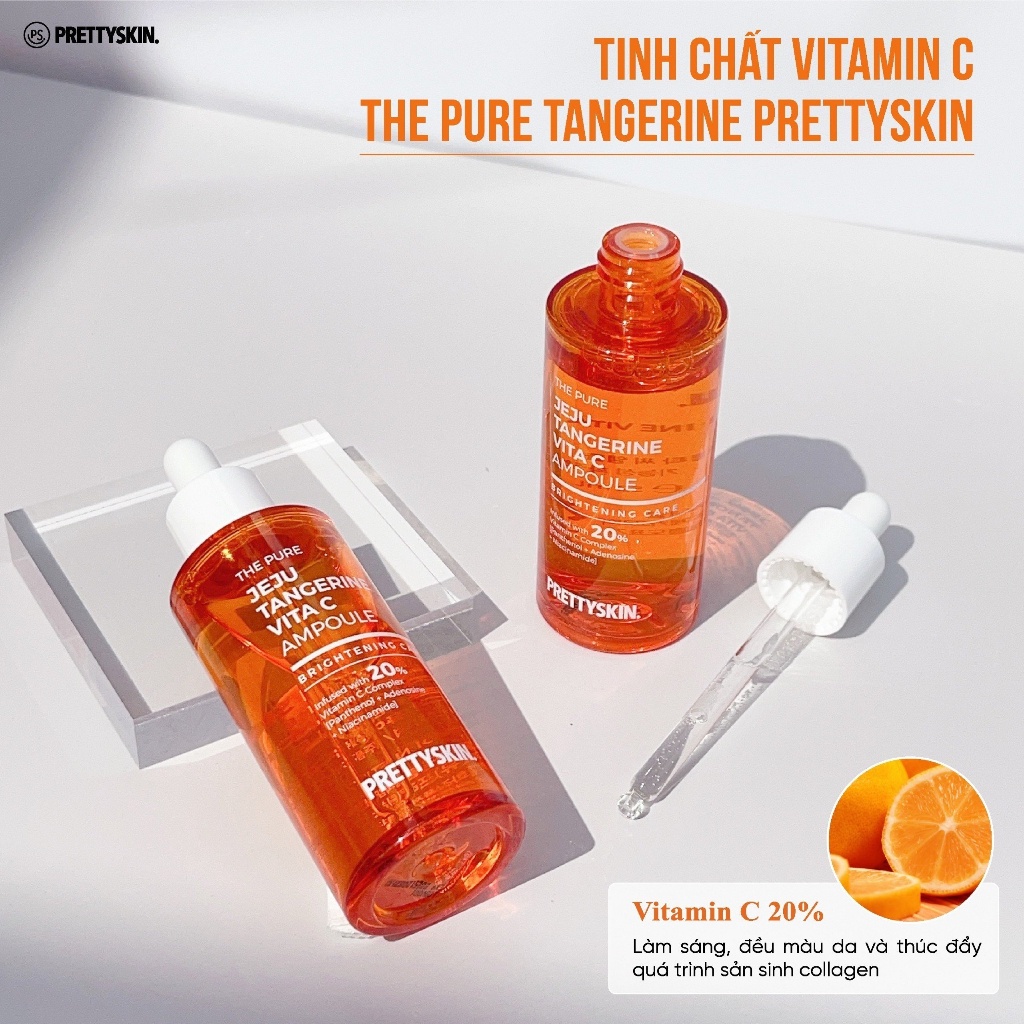 Serum Tinh Chất Prettyskin The Pure Jeju Tangerine Vita C Ampoule Dưỡng Ẩm & Làm Trắng Da 52ml