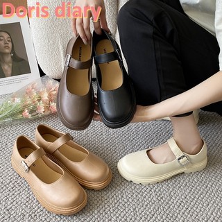 Giày Da Đế Bằng Chống Trượt Thắt Dây Thiết Kế Thoải Mái Phong Cách Anh Quốc