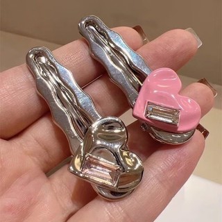 Kẹp tóc mái ngắn đính pha lê hình trái tim thời trang hàng mới