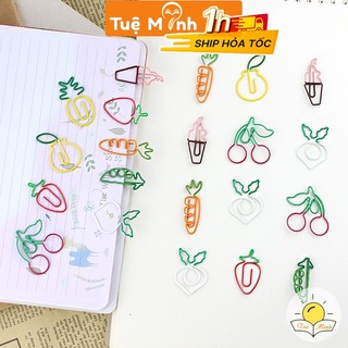 Kẹp giấy hoạt hình dễ thương nhiều mẫu đồ ăn/trái cây VPPTUEMINH, ghim kim loại K03