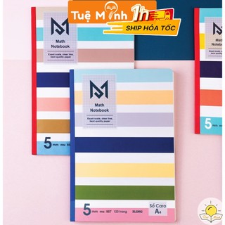 Sổ may dán gáy 120 trang Caro 5x5 A4 MS 987 Klong Math Notebook VPPTUEMINH, vở Klong