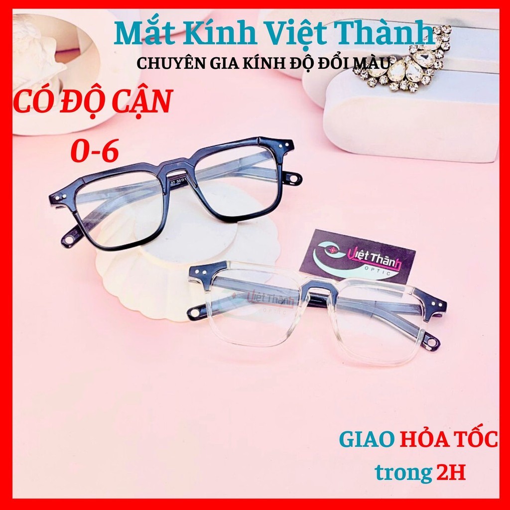 A2836 Gọng kính nhựa có độ sẵn 0-6 độ dáng vuông bầu độc lạ Nhận cắt cận viễn loạn theo yêu cầu