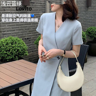 Đầm Lovito cài nút màu trơn phong cách thường ngày cho nữ LNE58742