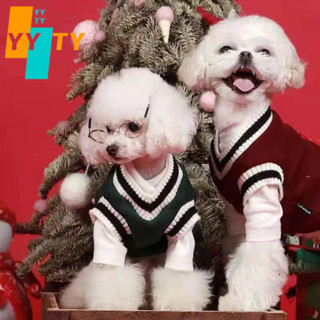 YYTY Áo cho chó mèo áo len phong cách trường quốc tế,Quần Áo Mùa Đông Giữ Ấm Cho Chó Mèo,Áo Len Cổ Chữ V Cho Thú Cưng