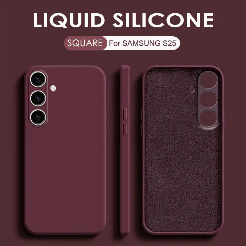 Dành Cho Samsung Galaxy S25 Ultra S25 Plus Ốp lưng Silicon Lỏng Vuông Màu Trơn Chống Sốc Ốp Lưng Mềm