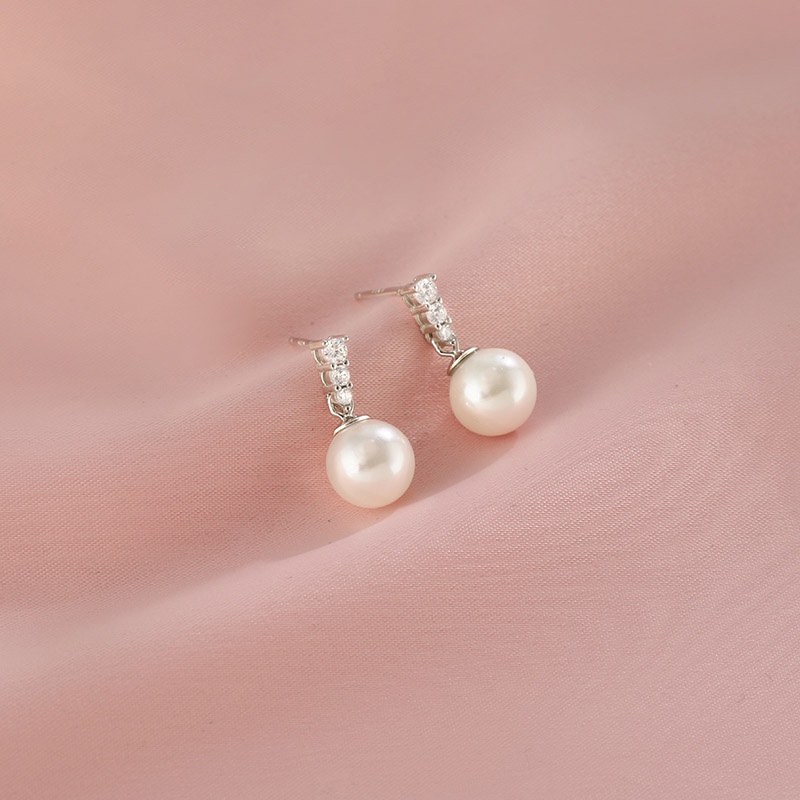 Bông Tai Một Bên Đính Đá Ngọc Trai Thanh Lịch Thời Trang Nhật Hàn