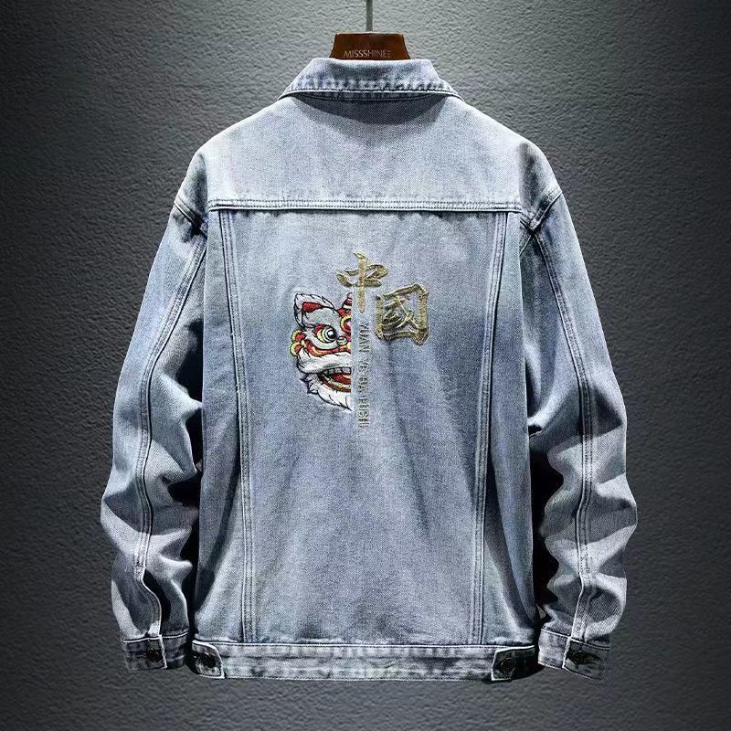 Áo Khoác denim Rách Phong Cách retro Thời Trang Cho Nam