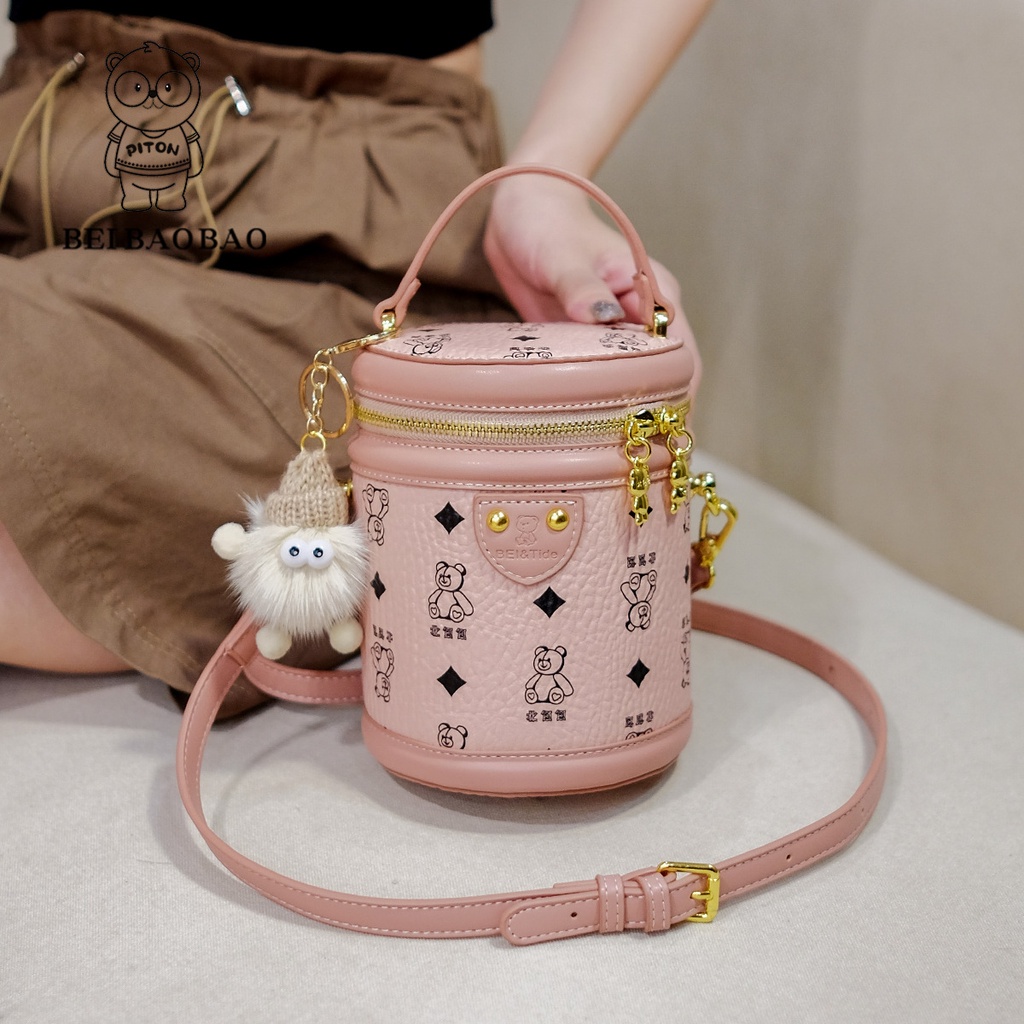 Túi xách nữ thời trang mới 2023 Túi hình trụ Túi đeo vai Messenger