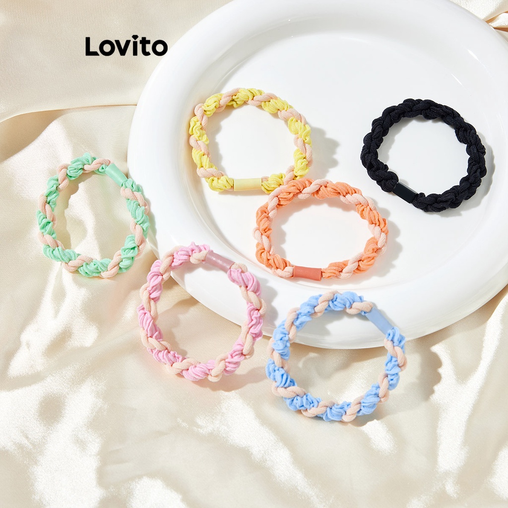 Dây cột tóc Lovito màu trơn dễ thương thường ngày cho nữ L63AD091