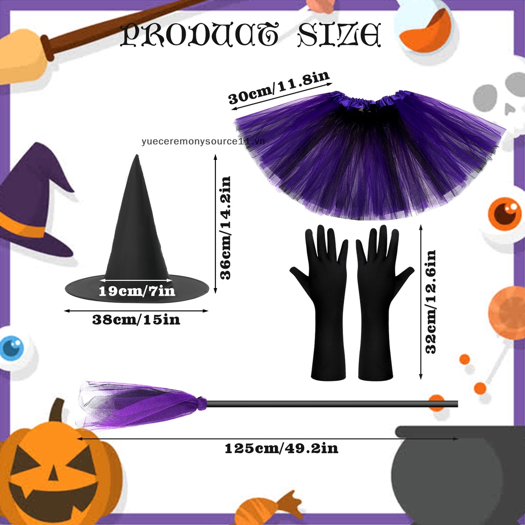 Bộ Trang Phục Hóa Trang Phù Thủy Màu Đen Cho Lễ halloween