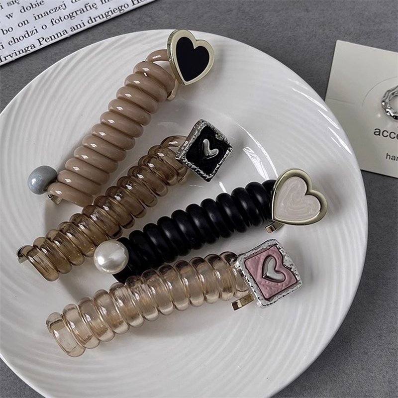 1 Dây Buộc Tóc Lò Xo Cao Su Co Giãn Thiết Kế Trái Tim y2k Cho Nữ