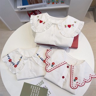 Áo Sơ Mi Trắng Vải cotton Tay Dài Phong Cách Hàn Quốc Dễ Thương Thời Trang Thu Đông Cho Bạn Gái
