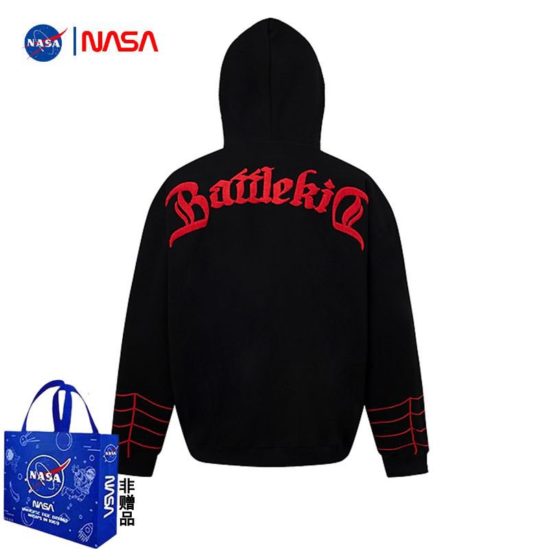 Áo Khoác Có Nón Phối Khóa Kéo Họa Tiết spiderman nasa Phong Cách retro Mỹ 2023 Cho Cặp Đôi