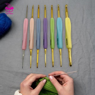 Set 7 kim móc len với tay cầm mềm nhiều màu sắc dành cho người mới bắt đầu