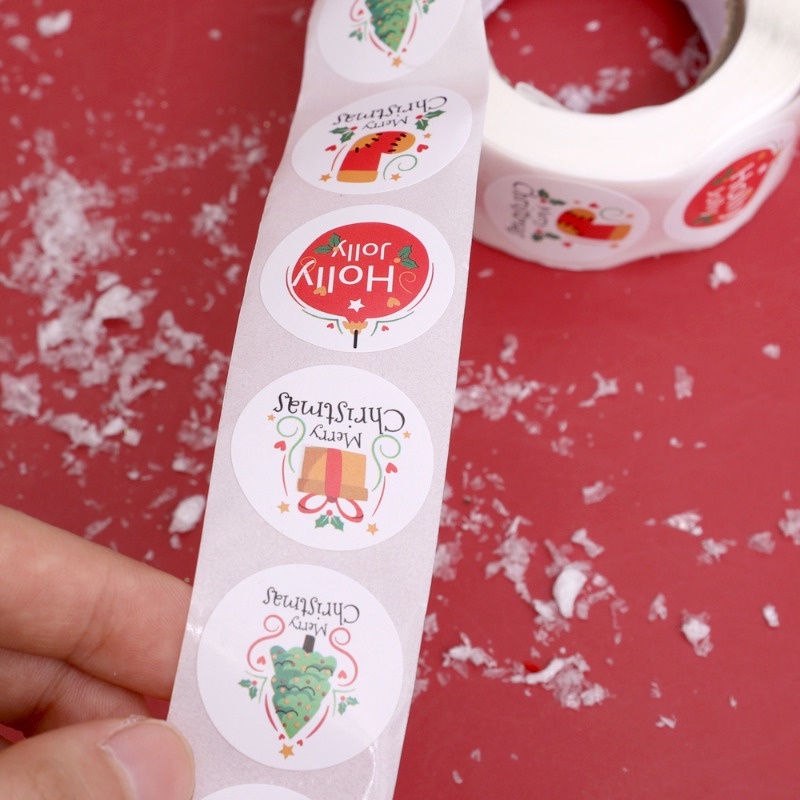 Cuộn 500 Nhãn Dán Trang Trí Hộp Quà / Thiệp Giáng Sinh Tự Dính diy