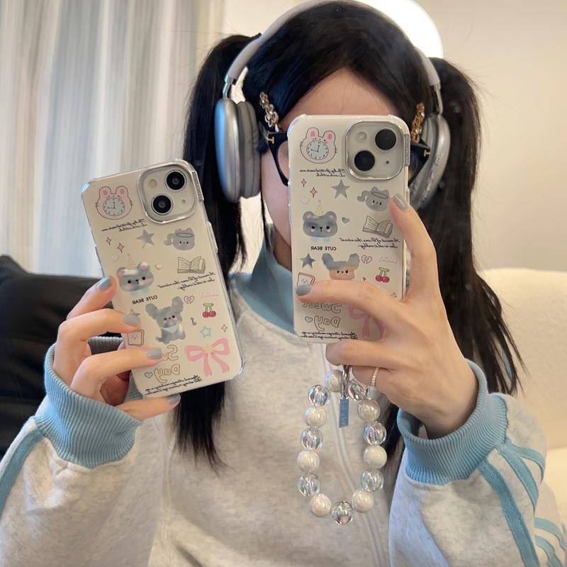 Ốp Điện Thoại Chống Tia uv Hình Động Vật Hoạt Họa Có Dây Đeo Cho iphone 15 pro max 14 pro 13 pro max 12 pro iphone 11