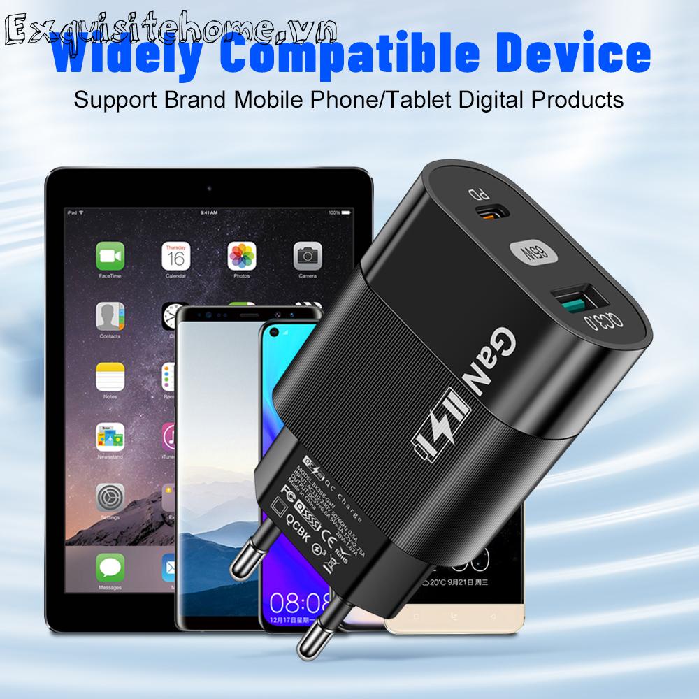Bộ sạc điện thoại 65w gan type-c bộ sạc usb 3.0 cho huawei xiaomi samsung