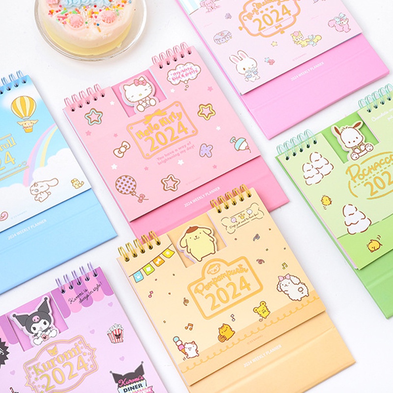 ⚡Còn Hàng⚡ Sanrio Dễ Thương Lịch để Bàn 2024 Năm Hello Kitty Kuromi Phim Hoạt Hình Kawaii Dọc Văn Phòng Sinh Viên Máy Tính để Bàn Trang Trí Lịch Đồ Dùng Học Tập