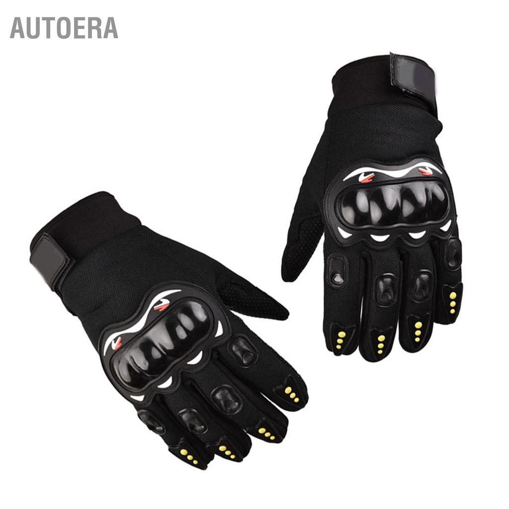 AutoERA Găng Tay Xe Máy Thoáng Khí Chống Trượt Full Ngón Màn Hình Cảm Ứng Để Cưỡi Ngoài Trời Màu Đen