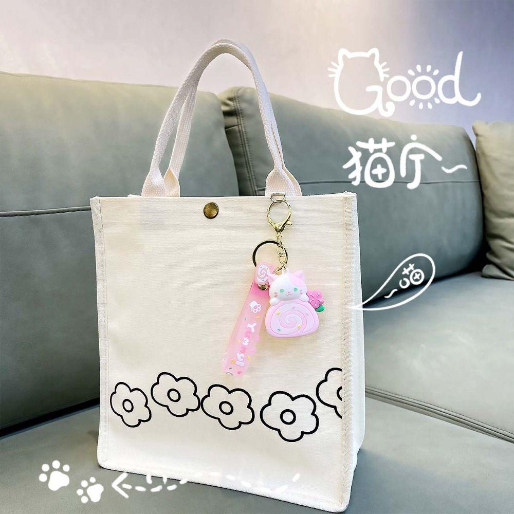 Mmluck kitty Móc Khóa Búp Bê Mèo Hoạt Hình Cuộn Trứng / Bánh Trứng Bằng pvc Dễ Thương Cho Nữ