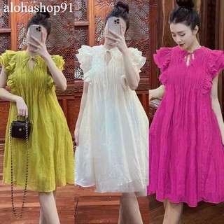 Đầm cánh tiên dáng ngắn 2 lớp đũi tơ váy babydoll xoè alohashop91