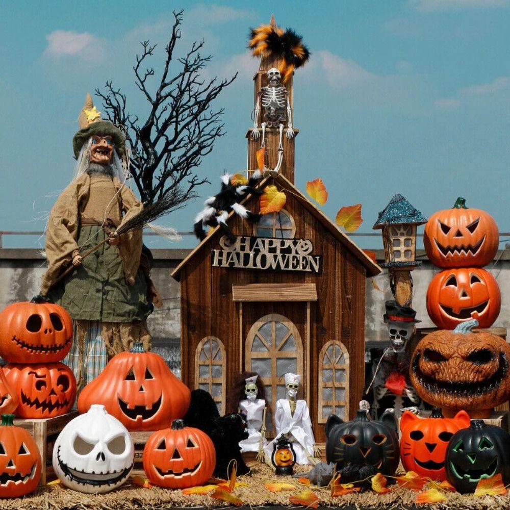 Lồng Đèn Nhựa 26 Bóng led Hình Bí Ngô Trang Trí halloween