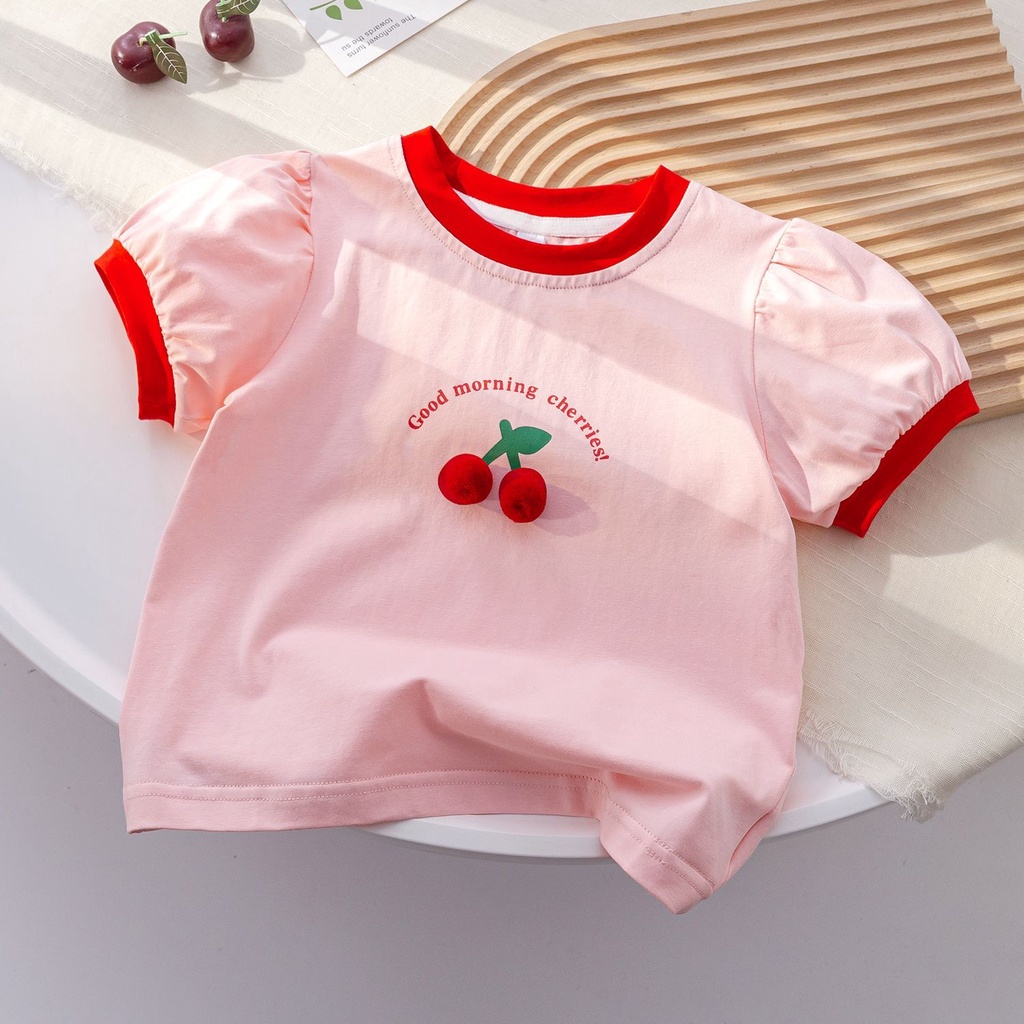 Áo Thun Ba Chiều Tay Ngắn Ngọt Ngào Dễ Thương Thời Trang Mùa Hè Cho Bé Gái