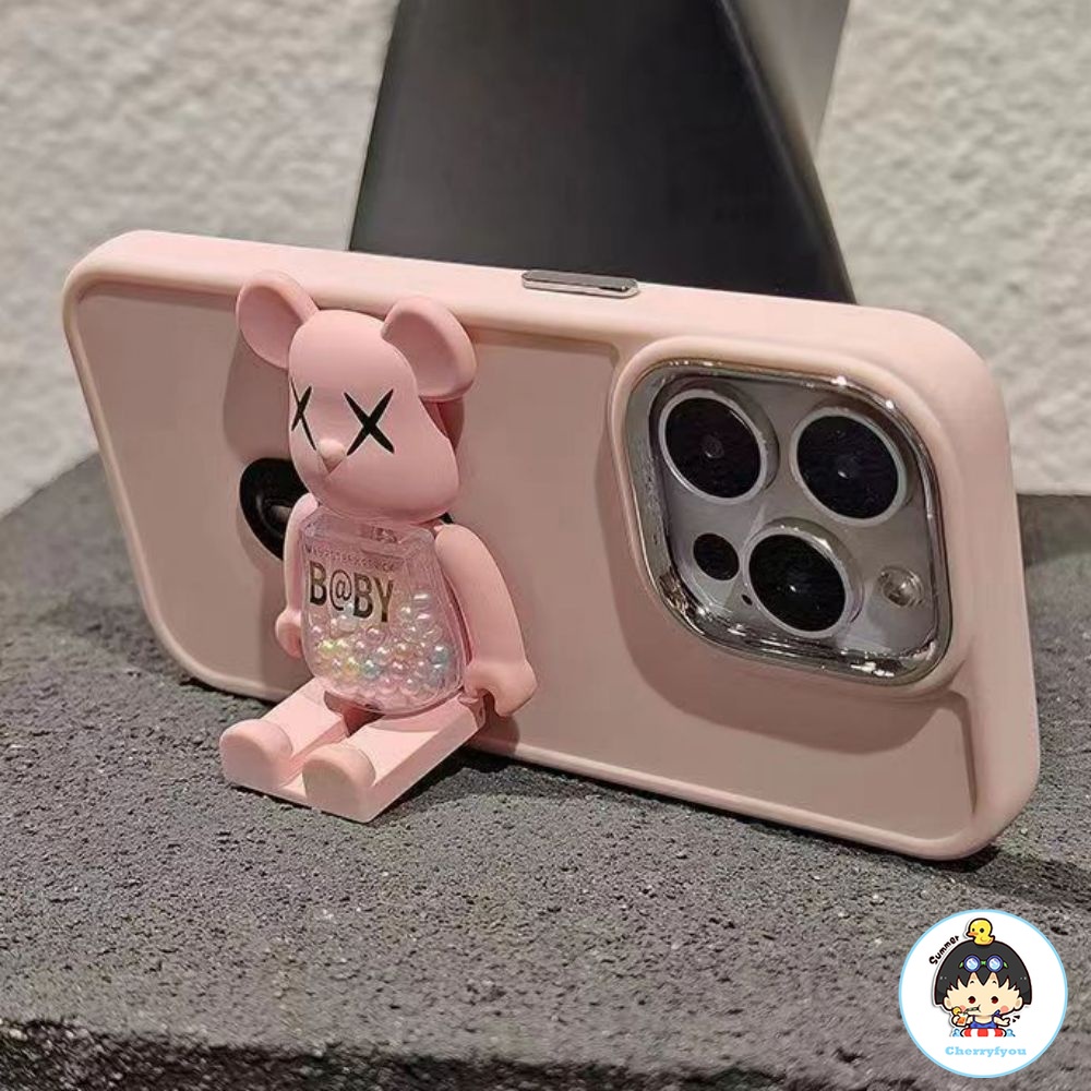 Thời Trang Ốp Điện Thoại tpu Mềm Chống Sốc Màu Trơn Có Giá Đỡ Hình Kaws Cho iphone 11 15 12 13 14 pro max
