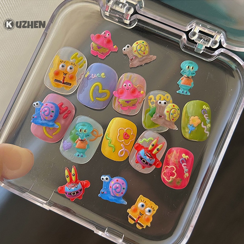 1 Hộp Phụ Kiện Trang Trí Móng Tay Nghệ Thuật 3d Hình hello kitty kuromi mymelody diy