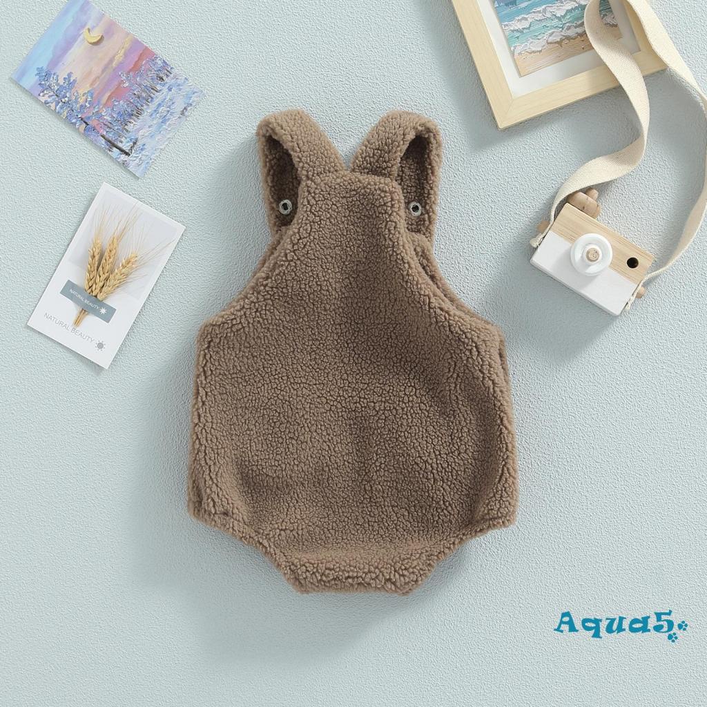 Aqua-quần Áo Liền Quần Hai Dây Bằng Vải Lông Có Túi Trang Trí Đáy Chụp Ảnh Dễ Thương Dành Cho Bé